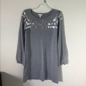 Cute Silver Shirt Dress With Matching Hat